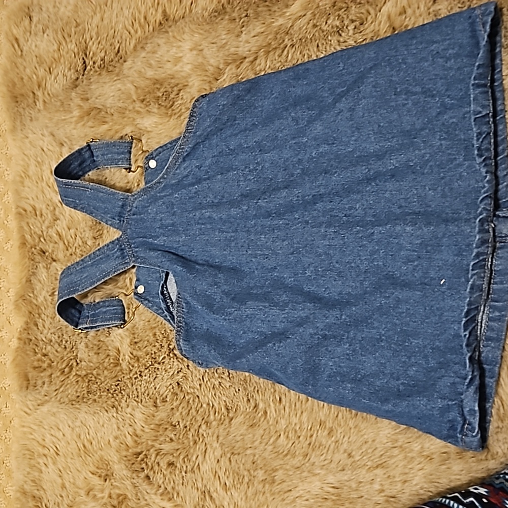 Denim overall dress with print - Picture 2 of 3